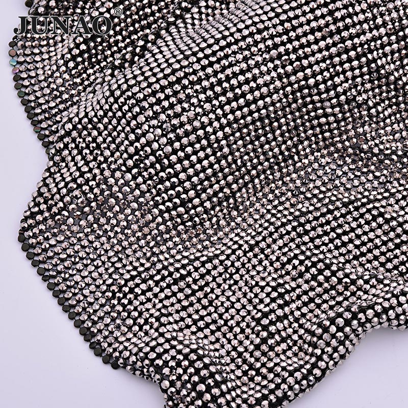 Hotfix Rhinestone Sheet - JUNAO 45*120 см Черное золото кристалл