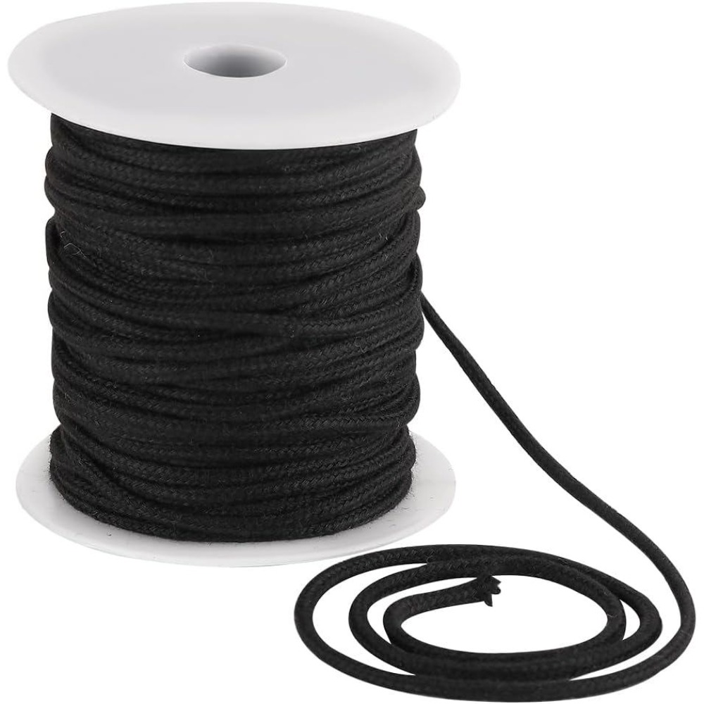 Cord Trim Twisted - 4 мм, 33 ярда, черный хлопковый